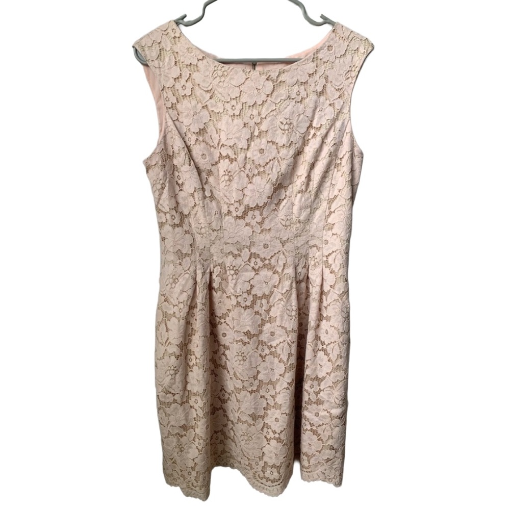 VINCE CAMUTO Womens Pale Pink Slip Under Lace Overlay Sleeveless Tank Midi Dress
